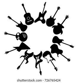 Guitars around with copy space background