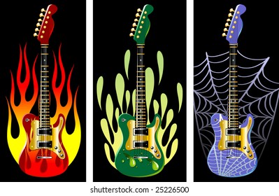 Guitars in flame. Vector illustration