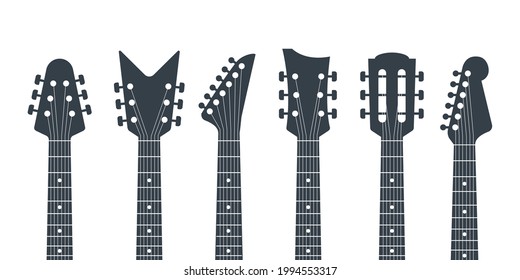 Guitars headstock vector electric neck abstract icon. Guitar head acoustic rock instrument logo icon