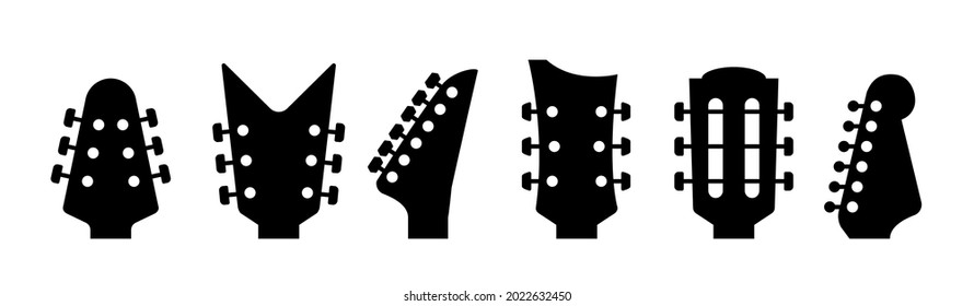 Guitars headstock vector electric neck abstract icon. Guitar head acoustic rock instrument logo icon