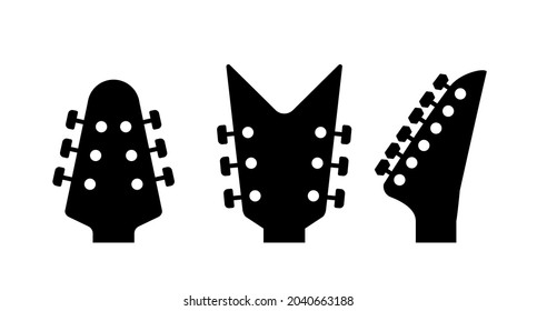 Guitars headstock vector electric neck abstract icon. Guitar head acoustic rock instrument logo icon