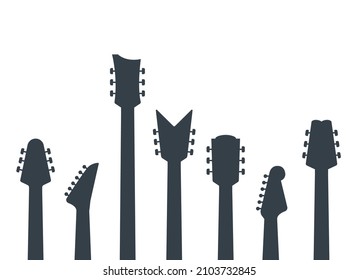 Guitars headstock vector electric neck abstract icon. Guitar head acoustic rock instrument logo icon