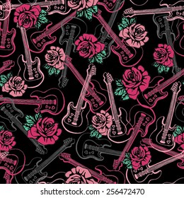 Guitars N' Roses Seamless Repeat Wallpaper Tile