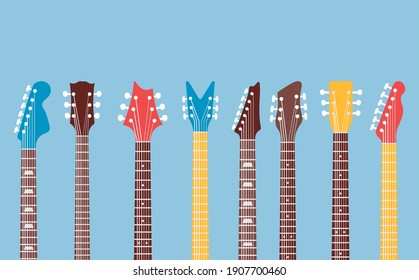 guitars necks and headstocks musical icons vector illustration design