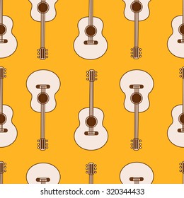 Guitars seamless pattern hand drawn. Doodle background vector