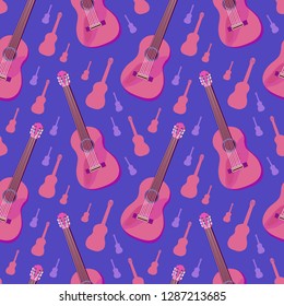 guitars, seamless pattern, textiles, wallpapers, vector graphics