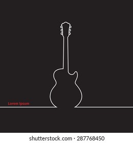 Guitars silhouette on a advertising card, vector illustration