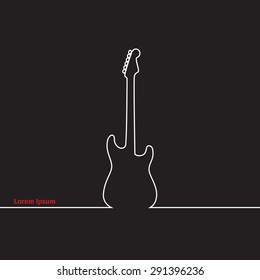 Guitars silhouette on a advertising card, vector illustration