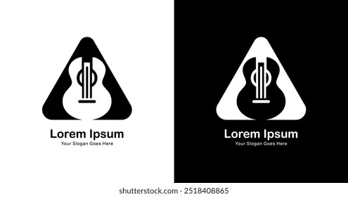 Guitar-shaped logo design combined with triangles and modern style