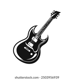 Ilustración vectorial de la silueta de Guiter, silueta, Plantilla del diseño del logotipo blanco y negro