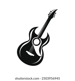 Ilustración vectorial de la silueta de Guiter, silueta, Plantilla del diseño del logotipo blanco y negro