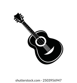 Ilustración vectorial de la silueta de Guiter, silueta, Plantilla del diseño del logotipo blanco y negro