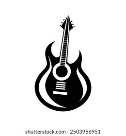 Ilustración vectorial de la silueta de Guiter, silueta, Plantilla del diseño del logotipo blanco y negro