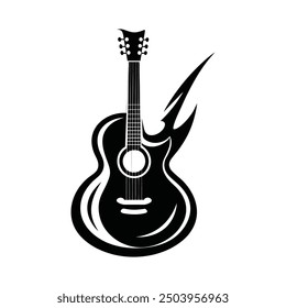 Ilustración vectorial de la silueta de Guiter, silueta, Plantilla del diseño del logotipo blanco y negro