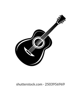 Ilustración vectorial de la silueta de Guiter, silueta, Plantilla del diseño del logotipo blanco y negro