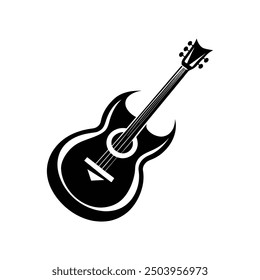 Ilustración vectorial de la silueta de Guiter, silueta, Plantilla del diseño del logotipo blanco y negro