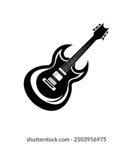 Ilustración vectorial de la silueta de Guiter, silueta, Plantilla del diseño del logotipo blanco y negro