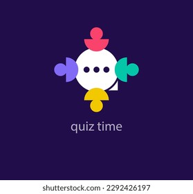 Logo del tiempo Guiz. El logo de la burbuja de discursos se reunió alrededor. colores únicos Creative Bubble plus plantilla de logotipo. vector