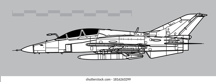Vektorgrafik des Überschallkämpfers. Seitenansicht. Bild für Illustrationen und Infografiken.