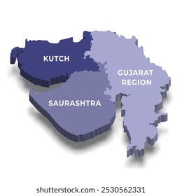 Gujarat 3d map with region wise