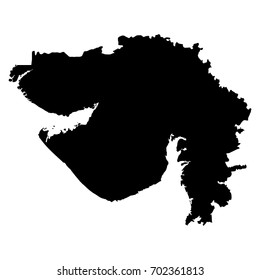 Gujarat black map on white background vector
