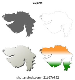 Gujarat blank detailed outline map set - vector version