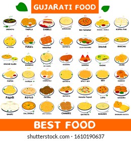 Gujarat Food Or Gujarati Food Vector