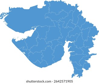 Gujarat Foundation Day Celebration, Gujarat Sthapana Divas with Gujarat Map, Detailed Black Silhouette vector Illustration of Gujarat map State and District map with neighbour geographical map of Guja