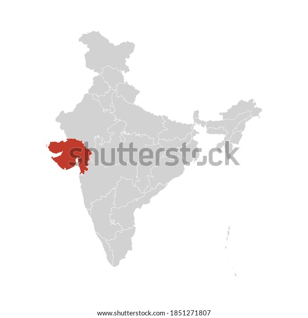 Gujarat Highlighted On India Map Eps Stock Vector (Royalty Free ...