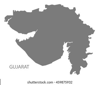 Gujarat India Map Grey