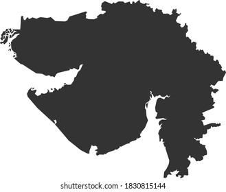 Gujarat indian state map. Dark gray background. Business concepts graphics design.