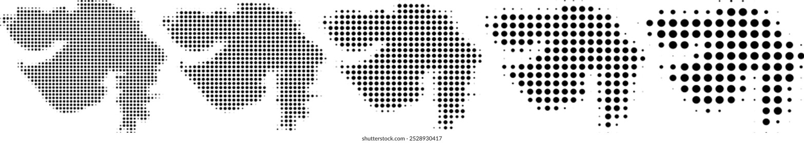 Medio tono del mapa de Gujarat en diferentes tamaños.eps
