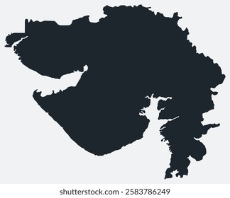 Gujarat map. Just a simple border map. Shape of the state. Flat blank Gujarat outline. Vector boundary illustration.