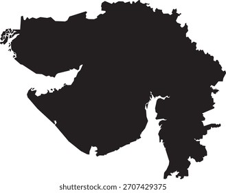 Gujarat Map Silhouette Isolated State of India