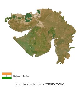 Gujarat, State of India Topographic Map (EPS)