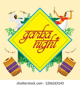 Gujarati Dandiya Night Poster flyer Or Banner Design. Illustration Of Garba Festival,Navratri Celebration Easy To Edit. 10 eps. india people dancing vector illustration.