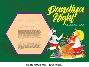 Gujarati Dandiya Night Poster flyer Or Banner Design. Illustration Of Garba Festival,Navratri Celebration. Easy To Edit. 10 eps. india people dancing vector illustration.