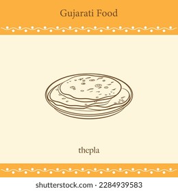 gujarati food line drawing vector illustration