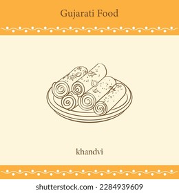 gujarati food line drawing vector illustration