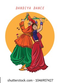 Gujarati Indian folk dance illustration