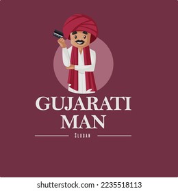 Gujarati man vector mascot logo template.
