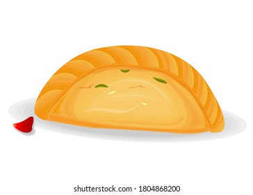 Gujiya Indian Sweets oder Mithai Food Vector