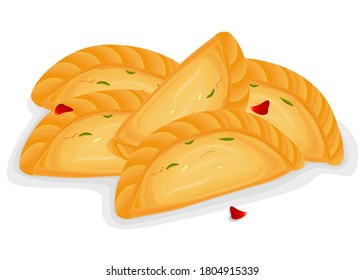 Gujiya Indian Sweets oder Mithai Food Vector