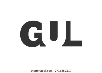 Design do logotipo GUL. Letra inicial G U L estilo de fonte em negrito para start-ups de tecnologia, consultoria, marca corporativa. Nome criativo da empresa, manchetes identidade tipográfica, logotipo moderno. Ilustração vetorial.