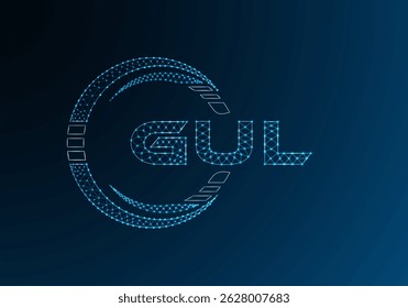 GUL Low-Poly-Buchstaben-Logo, Vektordesign. Design des unteren Poly-Logos der GUL. Low-Poly-Logo