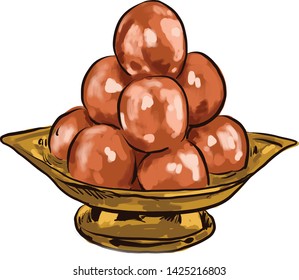Gulab jamum vector illustartion is Indian sweet made from milk and suger