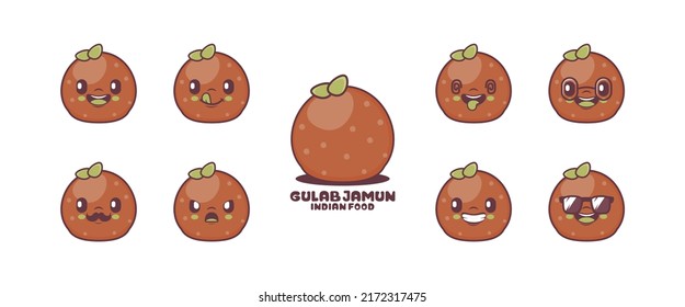 Gulab jamun cartoon. traditional indian food vector illustration. icon, emoticons, cartoons. isolated on a white background