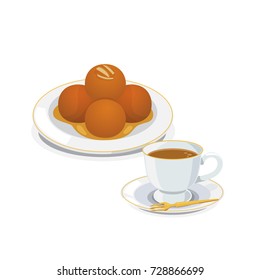 Gulab jamun is a favorite indian desserts and hot milk tea.