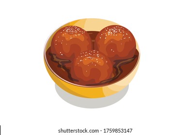 Gulab Jamun Golap Jam vector illustration isolated on white background
