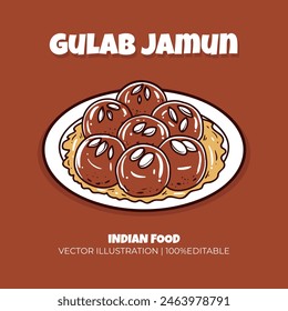 Gulab jamun Indian food vector illustration